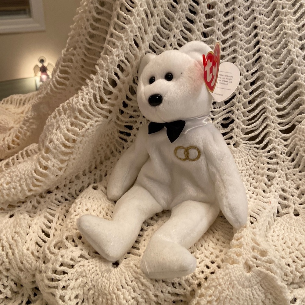 Ty Beanie Baby Bear Mr. Wedding Groom 2001 Soft Plush Teddy